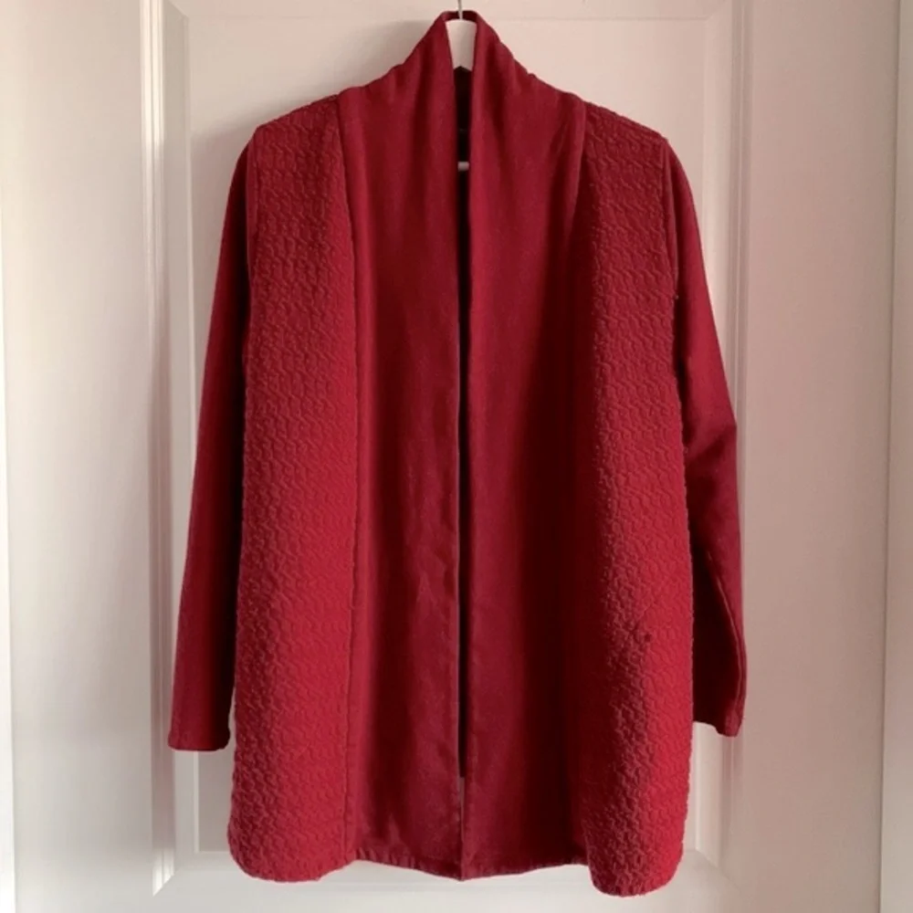 Lucky Brand *Flaw Cardigan Braid Knit Reddish Brown Medium Linen Blend Pockets